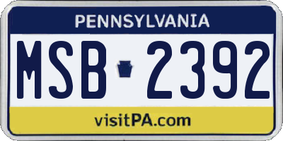 PA license plate MSB2392