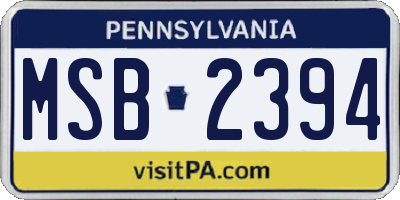 PA license plate MSB2394