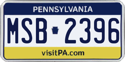 PA license plate MSB2396