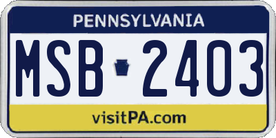 PA license plate MSB2403