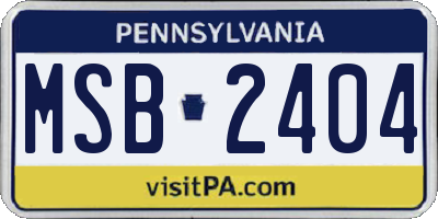 PA license plate MSB2404