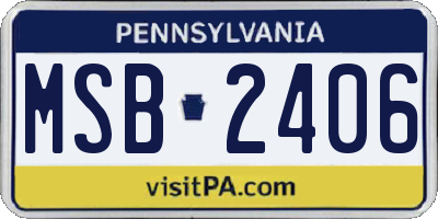 PA license plate MSB2406