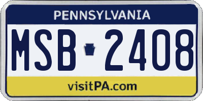 PA license plate MSB2408