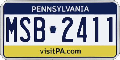 PA license plate MSB2411