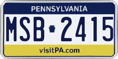 PA license plate MSB2415