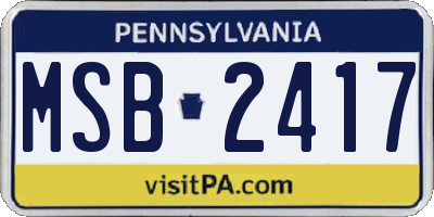 PA license plate MSB2417