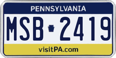PA license plate MSB2419