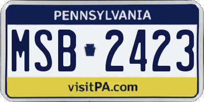 PA license plate MSB2423