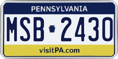 PA license plate MSB2430