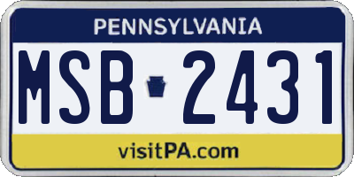 PA license plate MSB2431