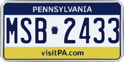 PA license plate MSB2433
