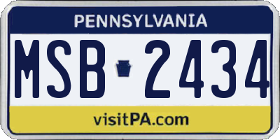 PA license plate MSB2434