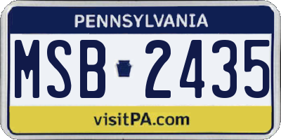 PA license plate MSB2435