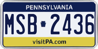PA license plate MSB2436
