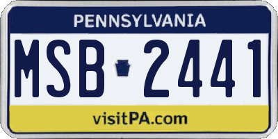 PA license plate MSB2441