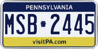 PA license plate MSB2445