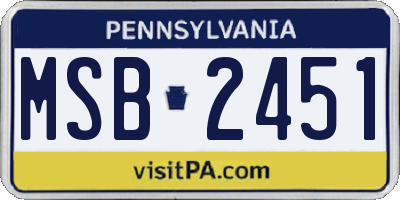 PA license plate MSB2451