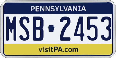 PA license plate MSB2453
