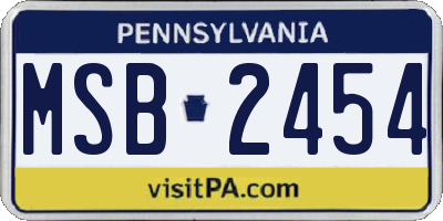 PA license plate MSB2454
