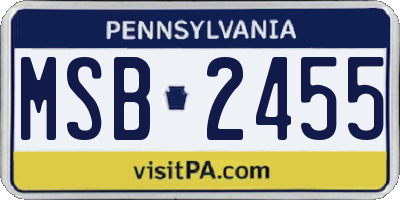 PA license plate MSB2455