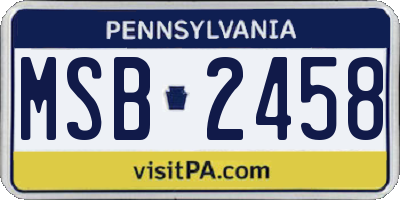 PA license plate MSB2458