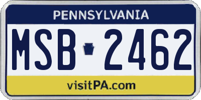 PA license plate MSB2462