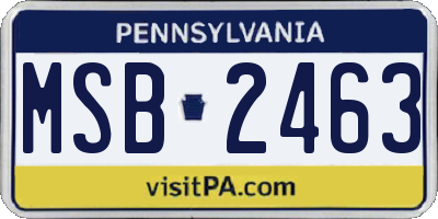 PA license plate MSB2463
