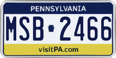 PA license plate MSB2466