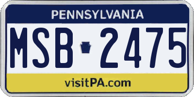 PA license plate MSB2475