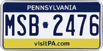 PA license plate MSB2476