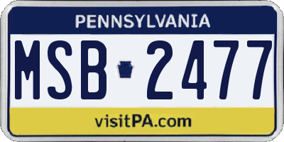 PA license plate MSB2477