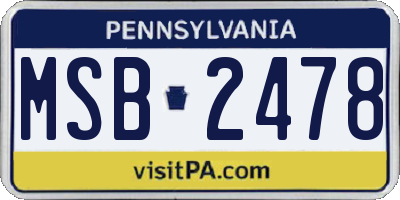 PA license plate MSB2478