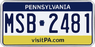 PA license plate MSB2481