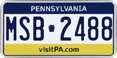 PA license plate MSB2488