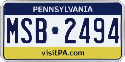 PA license plate MSB2494
