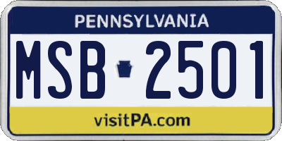 PA license plate MSB2501
