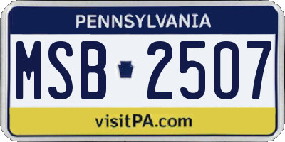 PA license plate MSB2507