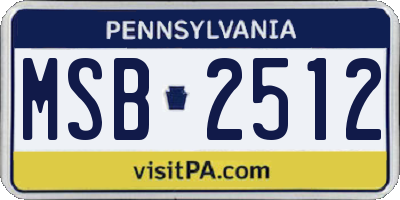 PA license plate MSB2512
