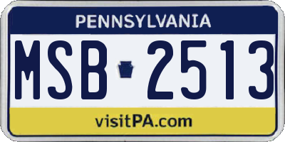 PA license plate MSB2513