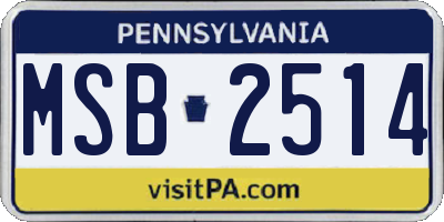 PA license plate MSB2514