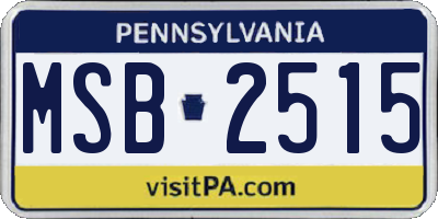 PA license plate MSB2515