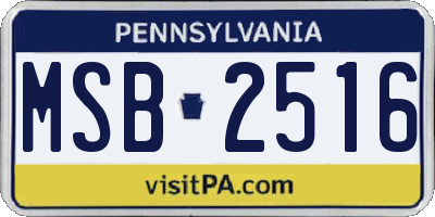 PA license plate MSB2516