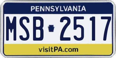 PA license plate MSB2517