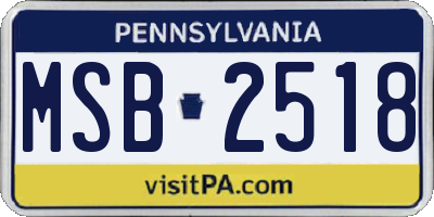 PA license plate MSB2518