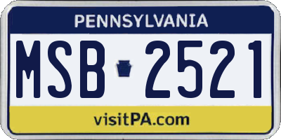 PA license plate MSB2521