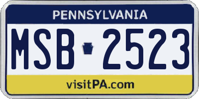 PA license plate MSB2523