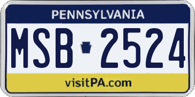 PA license plate MSB2524