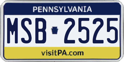 PA license plate MSB2525