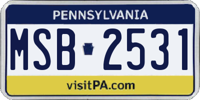 PA license plate MSB2531