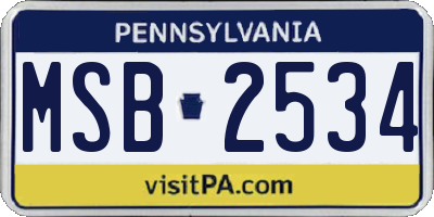 PA license plate MSB2534